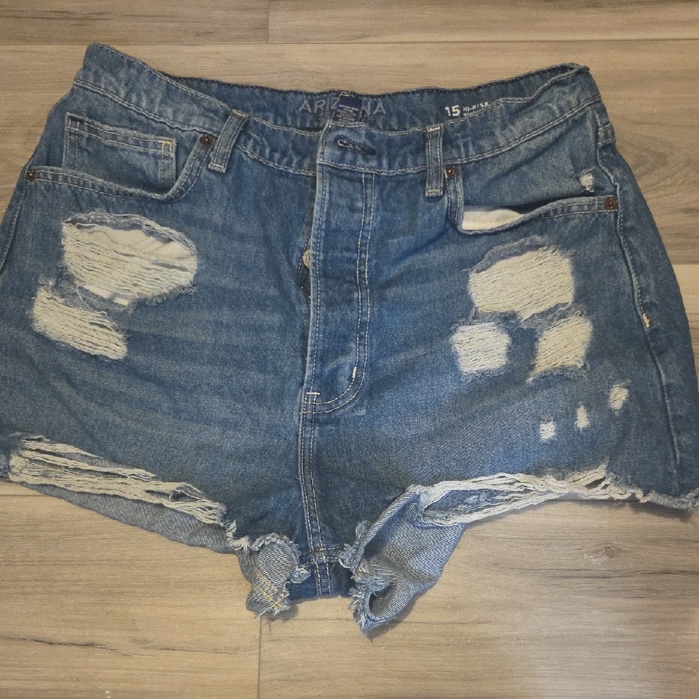 Ariella Classic Blue Ripped Jean Shorts